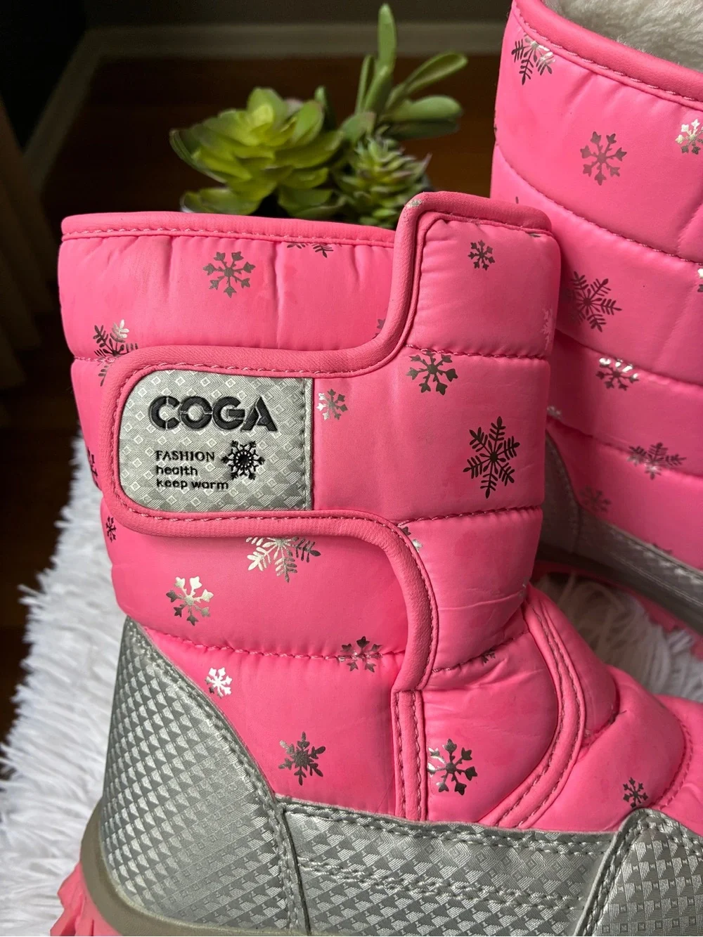 COGA Pink Snowflake Winter Boots